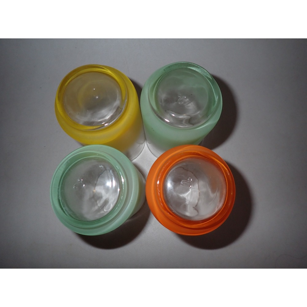 Vintage Frosted Ombre Glass Pitcher and 4 Tumbler Set Gold Rim Multi Color 5pc - Picture 15 of 15